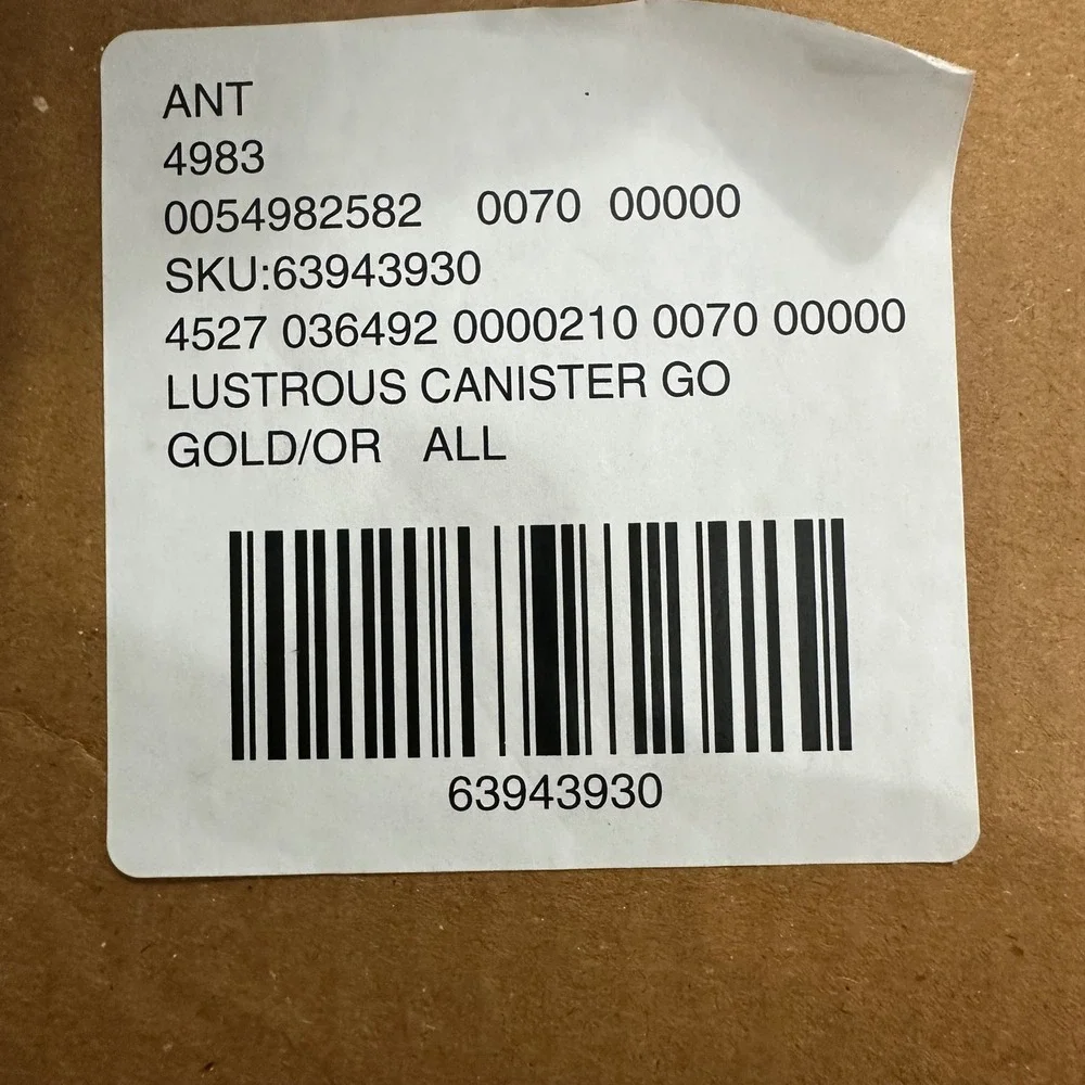 Anthropologie Lustrous Canister Iridescent Glass Gold‎ Lid 6.5